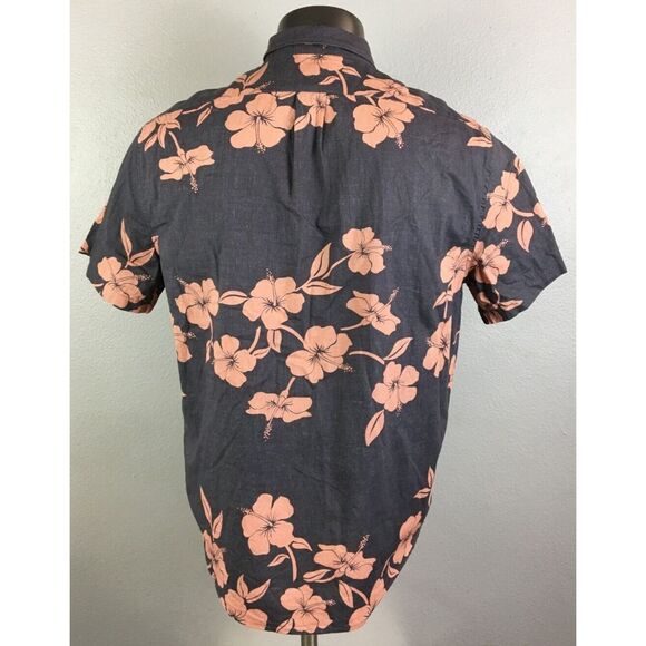 Mens Madewell Shirt Perfect Fit Floral Gray Orange Short Sleeve‎ Cottonm Size M - Picture 2 of 6